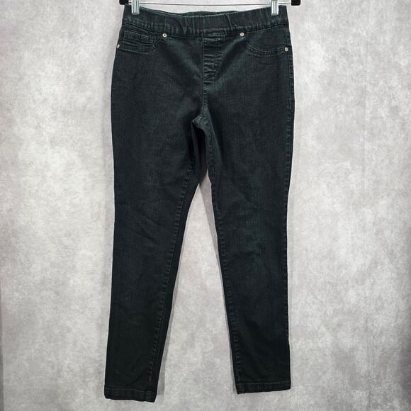 Faded Glory Black Skinny Pullon Jeggings Straight Cotton Stretch M Medium 10 - Picture 1 of 8